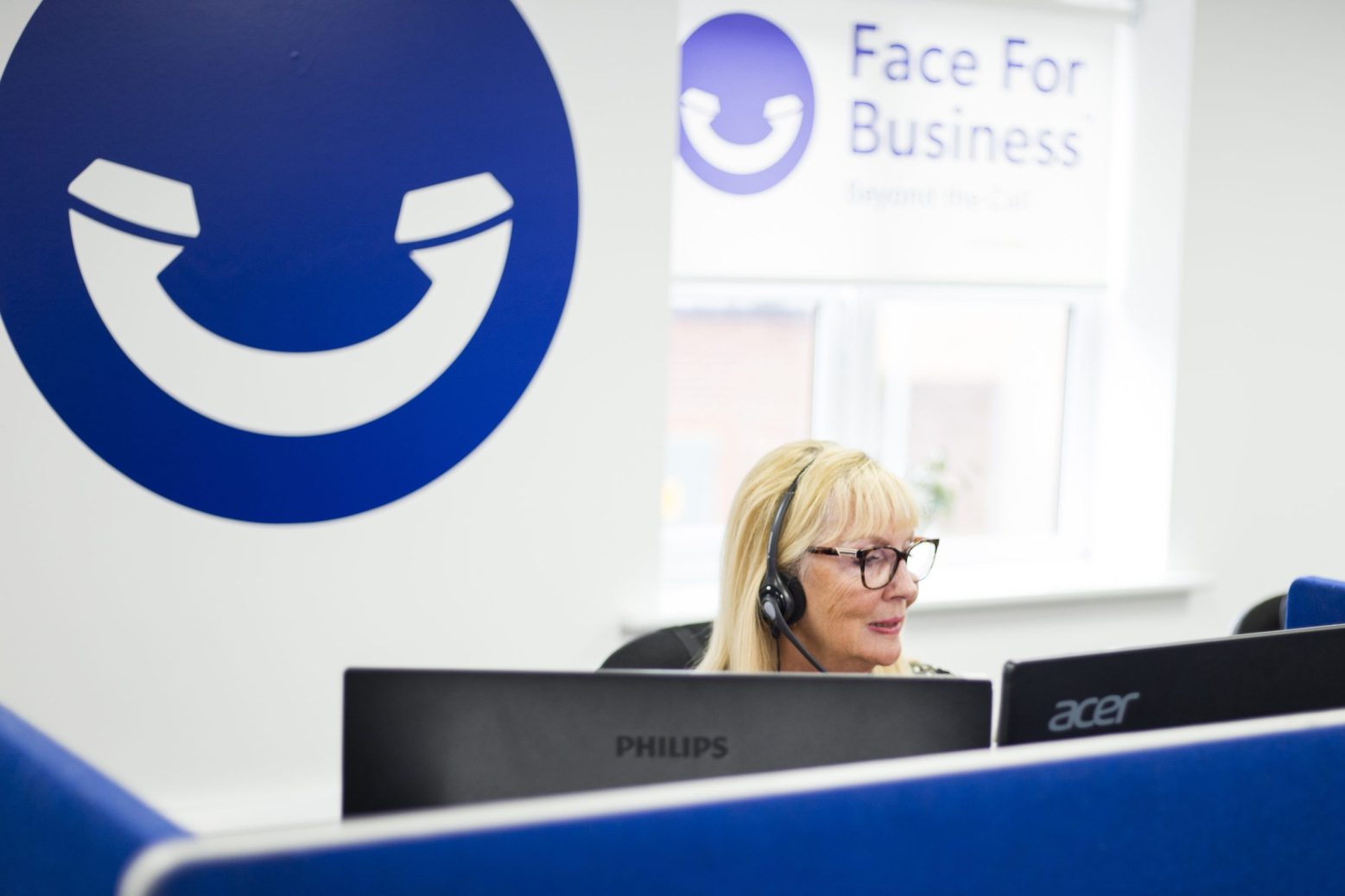 A call answering service PA handling an incoming call