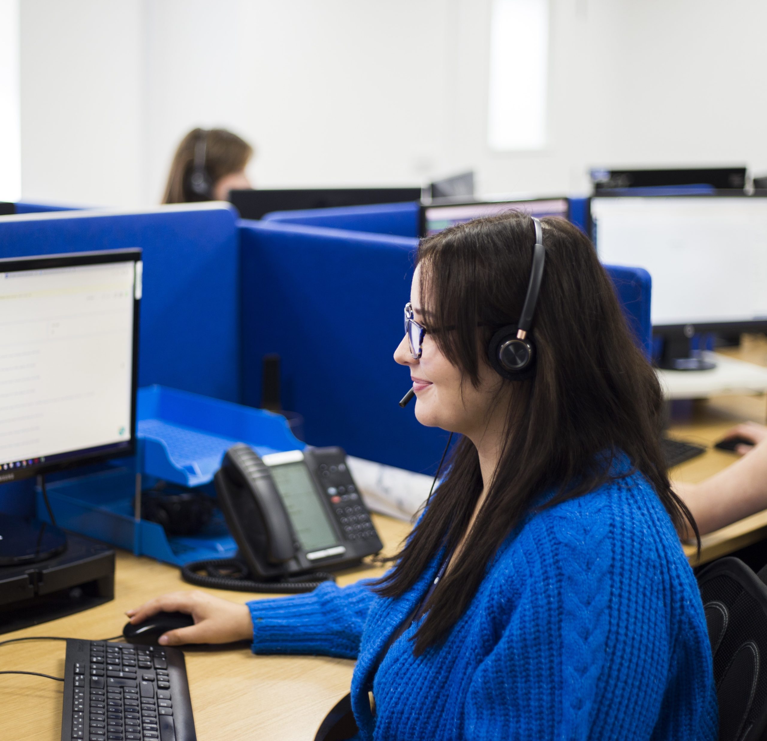 A telephone answering service PA on the phone